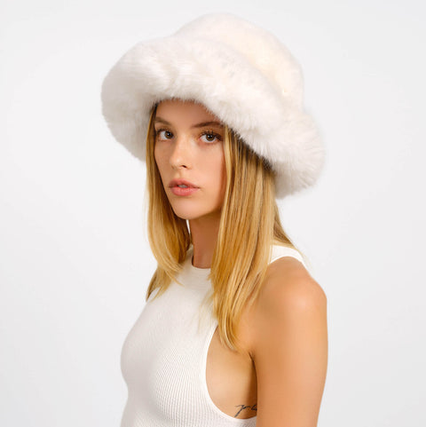 WEISSE BUCKET HAT MÜTZE