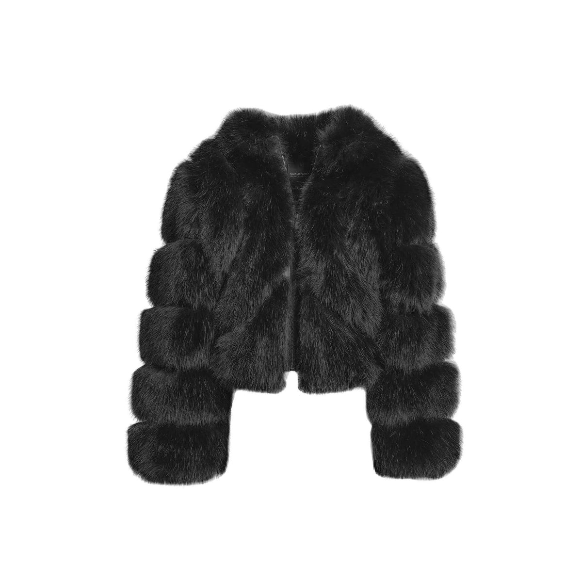 Black faux fur jacket short on sale