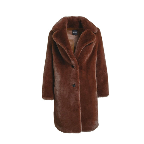 BROWN FAUX FUR COAT COSIA