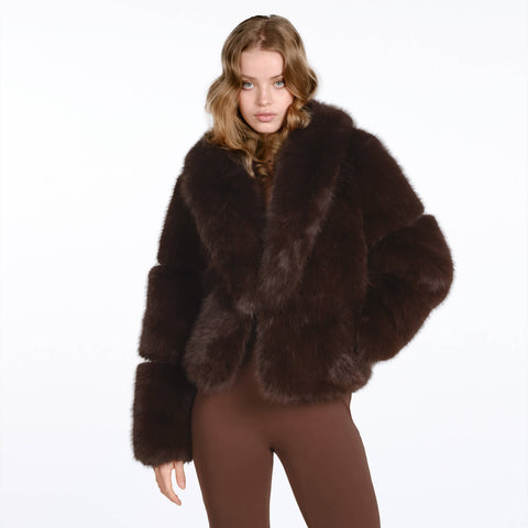 DUNKELBRAUNE FELLJACKE ARIA