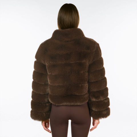 Dark Brown Fake Fur Jacket KATE