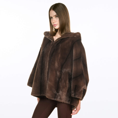 Nerzlook Poncho mit Kapuze JOLIE