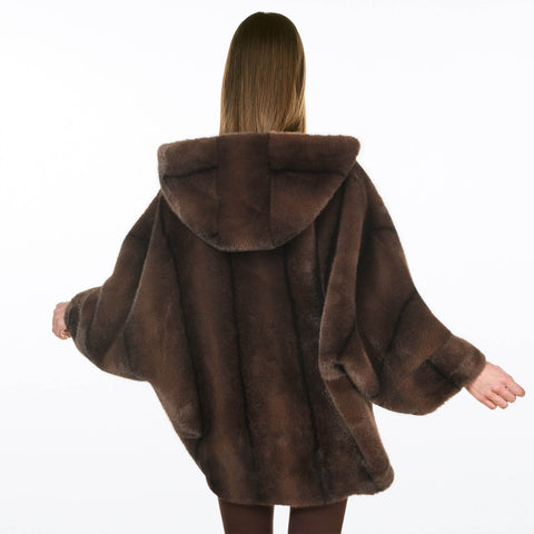 Nerzlook Poncho mit Kapuze JOLIE