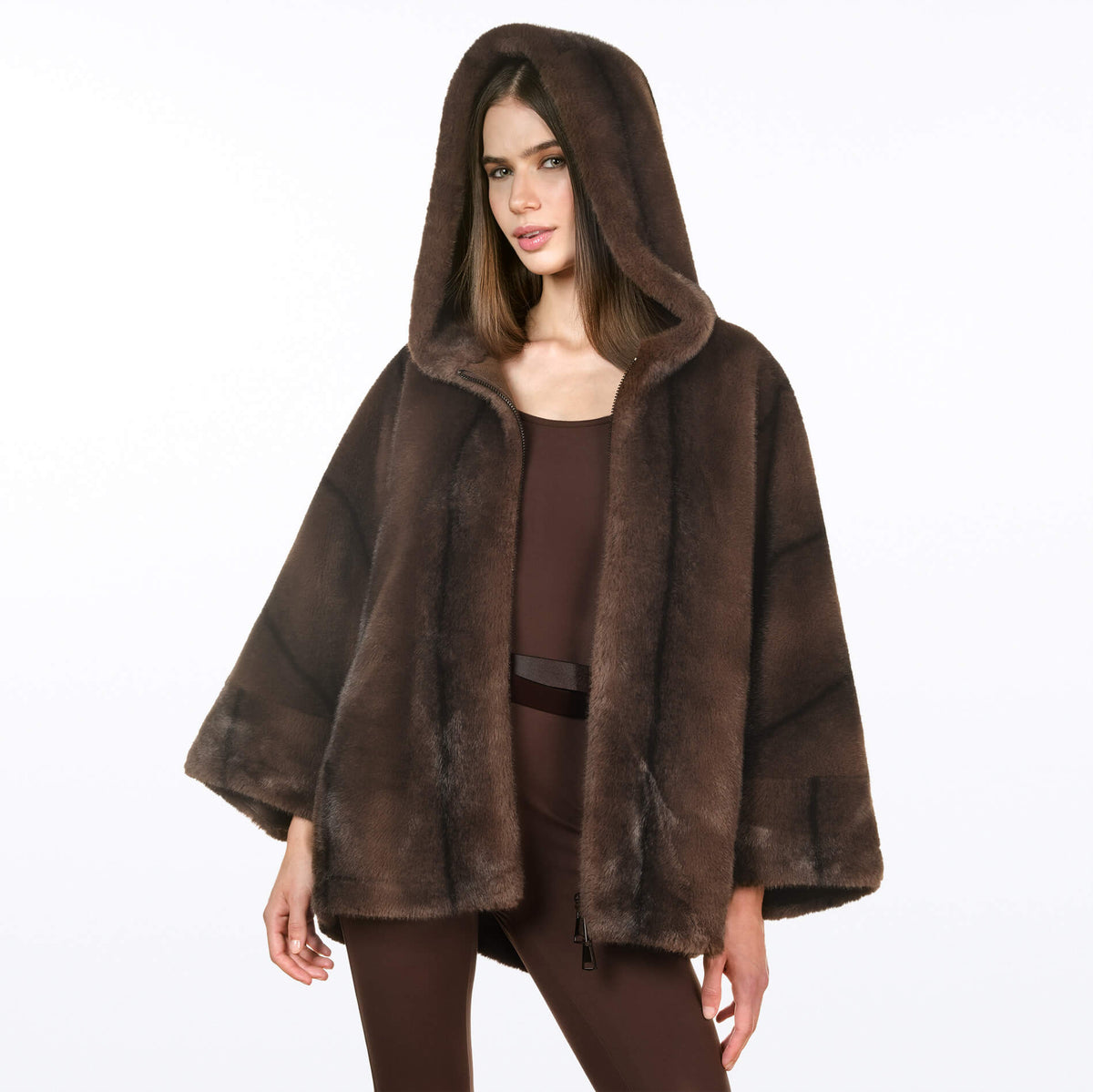 Nerzlook Poncho mit Kapuze JOLIE