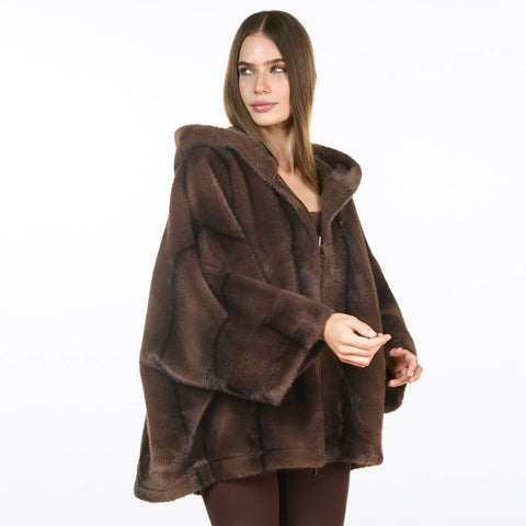 Nerzlook Poncho mit Kapuze JOLIE