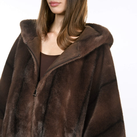 Nerzlook Poncho mit Kapuze JOLIE