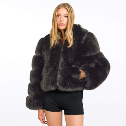 FAUX FUR CROPPED JACKET "ALESSA"