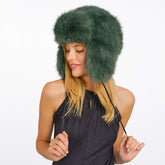 GREEN FAUX FUR HAT