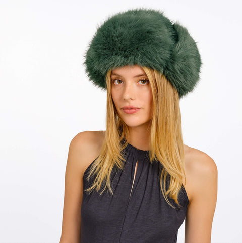 GREEN FAUX FUR HAT